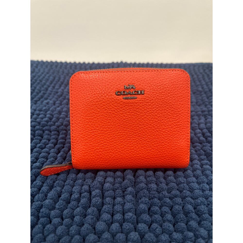 Coach Medium Zip Around Wallet | Orange Pebbled Leather